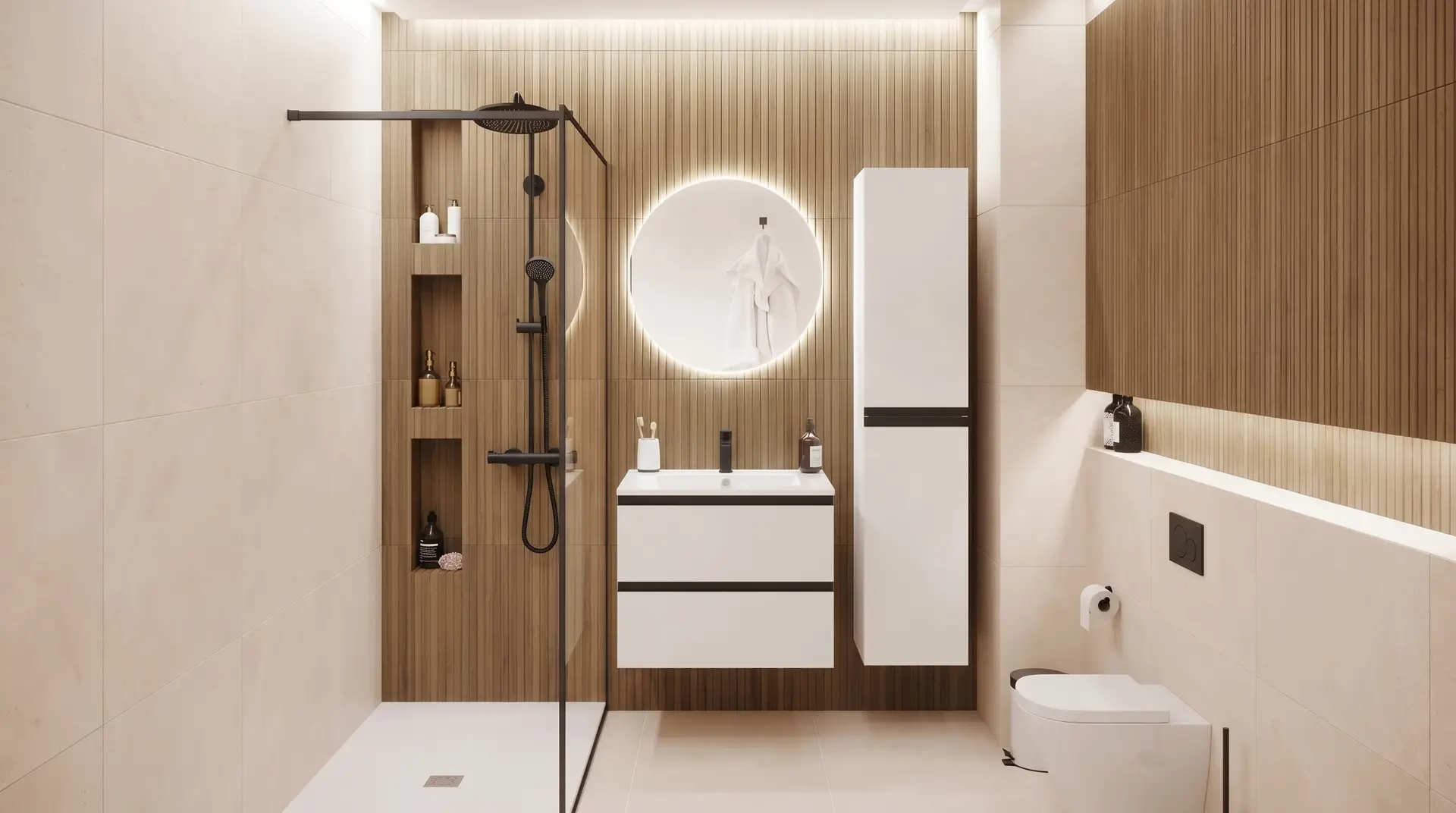Mobilier de salle de bain sur mesure avec double vasque et rangements intégrés