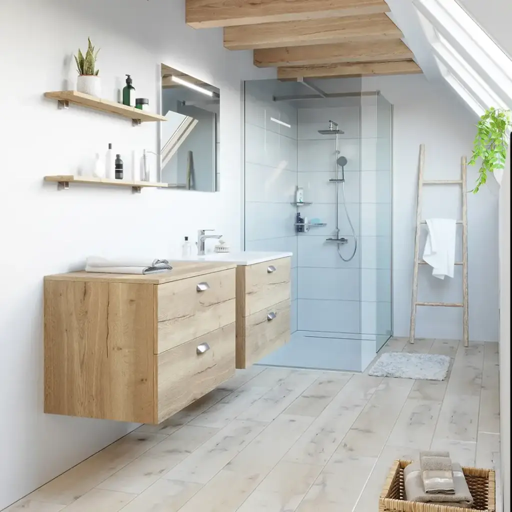 Aménagement salle de bain moderne avec meubles suspendus design