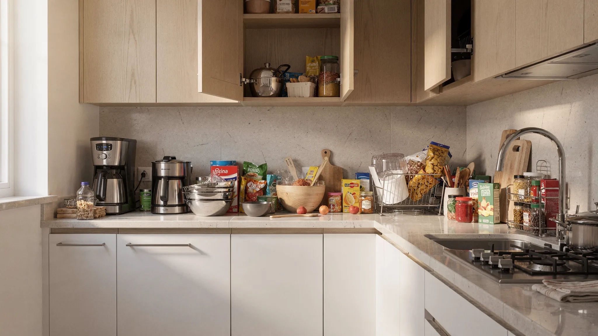 Cuisine encombrée par manque de rangements — Laure Cuisines et Meubles
